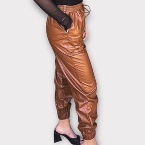 Glam Faux Leather Joggers, Large